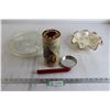 Image 1 : Eastend Sask Decorative Flower-esque Decorative Dish, Glass Dish, Old English Perfumed Candle Tin wi