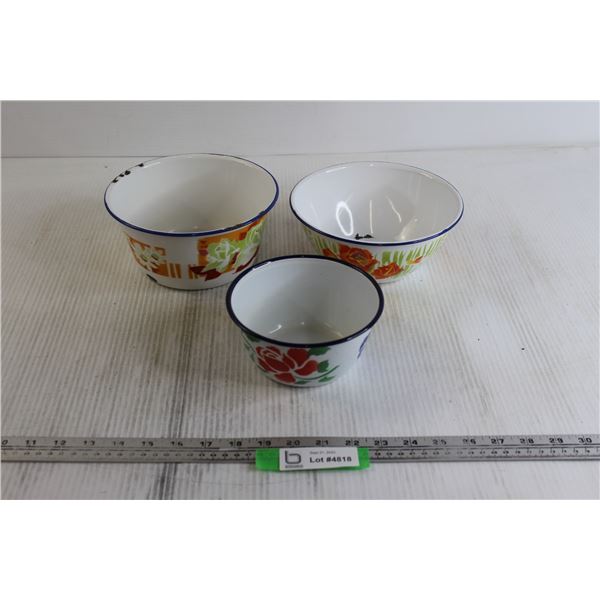 (3) Enamel Bowls