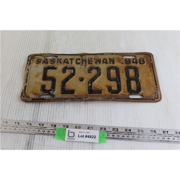 Saskatchewan 1948 License Plate