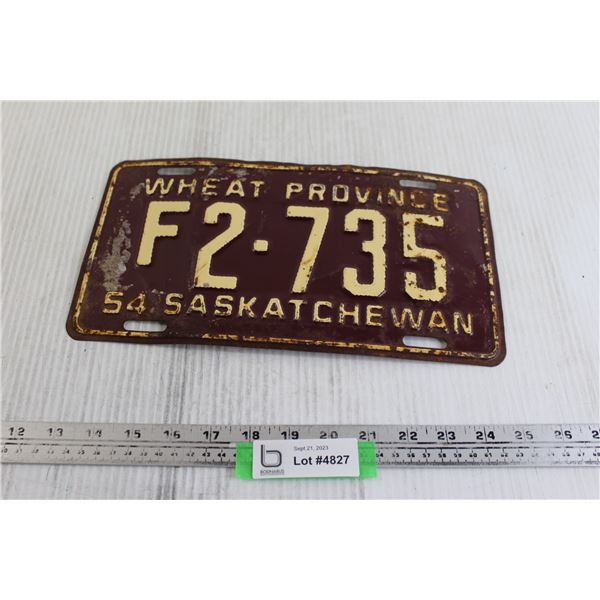 Saskatchewan 1954 Farm License Plate