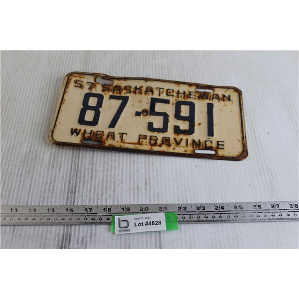 Saskatchewan 1957 License Plate