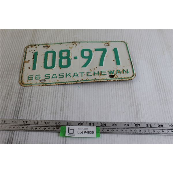 Saskatchewan 1966 License Plate