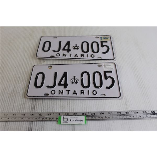 (2) Ontario 1989 License Plates