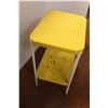 Image 2 : *  Vintage Yellow 2-Tiered Metal Wheeled Metal Cart  - 16" x 22" x 29" High