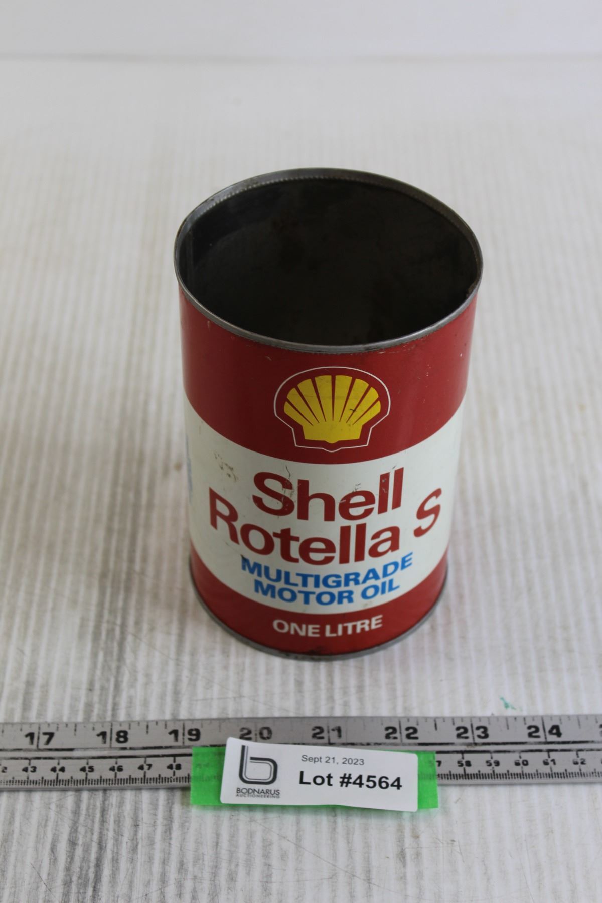 Shell Rotella S Multigrade Motor Oil One L Tin - Bodnarus Auctioneering