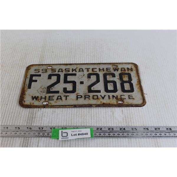 Saskatchewan 1959 License Plate