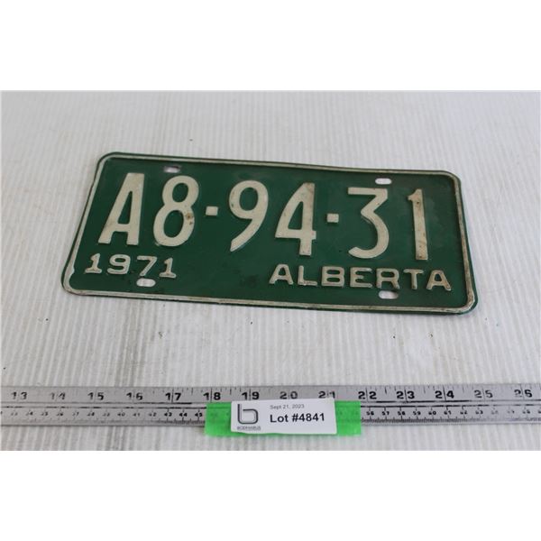 Alberta 1971 License Plate