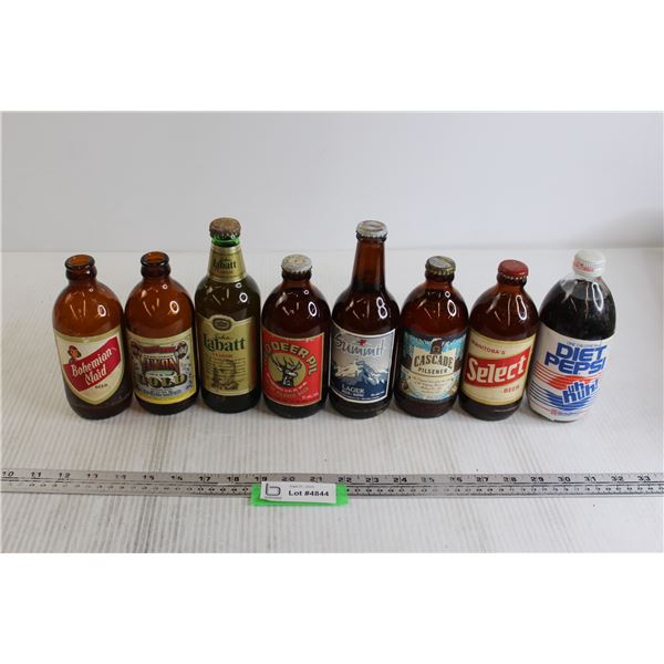 (8) Assorted Collectible Glass Bottles - Diet Pepsi: Uh Huh!, Red Deer Pil, Summit, 6/8 are Sealed