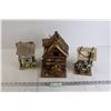 Image 1 : (3) Small Wooden Houses/Birdhouses - Florist Chum House's Roof is Coming Off