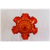 Image 2 : Colonial Amberina Glass -Bright Orange & Yellow Thumbprint Pattern Ruffled Edge Glass Compote