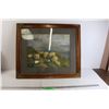 Image 1 : * Oak-Framed Ukrainian Sheep Print - 25" x 29", Frame is Missing (1) Corner Decal