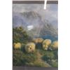 Image 2 : * Oak-Framed Ukrainian Sheep Print - 25" x 29", Frame is Missing (1) Corner Decal