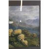 Image 3 : * Oak-Framed Ukrainian Sheep Print - 25" x 29", Frame is Missing (1) Corner Decal