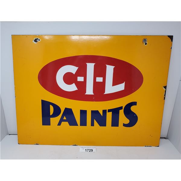 Early Porcelain On Heavy Steel Cil Paints Sign