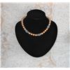 Image 1 : Champagne necklace with faceted glass beads choker length