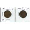 Image 1 : Lot of 2 Canada Large Cents:  1919, 1920