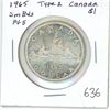 Image 1 : 1965 Sm Bds Pt 5 Canada Silver Dollar, Type 1