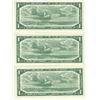 Image 2 : 3 Consecutive 1954 Canada $1, Beattie/Rasminsky, # D/F 9768077-079