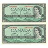 Image 1 : 2 Consecutive 1954 Canada $1, Lawson/Bouey, # Y/F 9976948-949