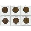 Image 2 : Lot of 6 Australia One Pence Coins:  1944, 1945, 1951, 1960, 1962, 1964