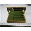 Image 1 : 854. Green Velvet jewellery box with gold trim, music box, vg condition
