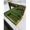 Image 2 : 854. Green Velvet jewellery box with gold trim, music box, vg condition
