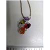 Image 2 : 871. Sterling silver necklace and pendant with multi-coloured stones