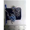 Image 2 : 916. Blue and silver broach with spray blue rhinestone earrings