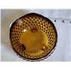 Image 4 : Amber Indiana glass, diamond point, 3 footed candy dish with gold edging.