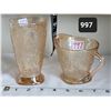 Image 1 : Vintage 1960's Jeanette glass, Flora gold Louisa creamer & drinking glass.