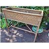 Image 4 : Indoor mid century wicker rattan plant stand with metal water tray.