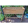 Image 5 : Indoor mid century wicker rattan plant stand with metal water tray.
