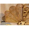 Image 6 : Large brass fireplace folding fan screen.