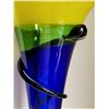 Image 4 : Tall artistic spiral hand blown, stylized studio art glass vase.