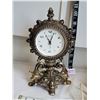 Image 4 : Vintage ornate metal lamp & clock.
