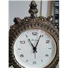 Image 8 : Vintage ornate metal lamp & clock.