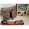 Image 1 : Barn board double photo frame, western leather belt from Italy & legend horse book.