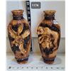 Image 1 : Eagle & Bear carved vases.