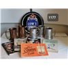 Image 1 : Marston's serving tray, copper & aluminum beer steins & drink/ 1960 beer recipe books.