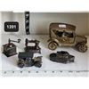 Image 1 : Large old car cast paper weight & miniature diecast replica pencil sharpeners.Some missing pieces.