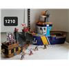 Image 1 : Older Fisher Price Tug boat/ moving parts & Pirate ship.