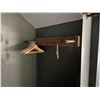 Image 2 : SET OF 3 WESTCOAST WOOD & IRON INDUSTRIAL LOOK WALL SHELVES WITH WOODEN IRON COAT RACK, HANGERS, &