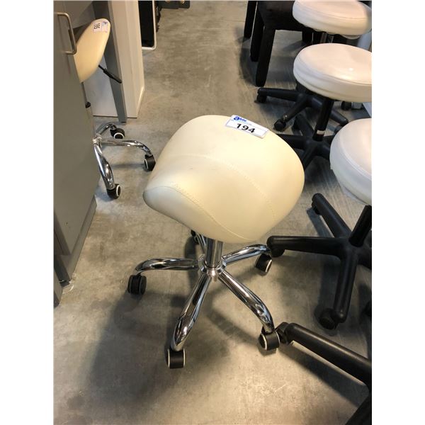 WHITE CONTOURED HEIGHT ADJUSTABLE STOOL