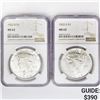 Image 1 : 1922-D Set (2) Silver Peace Dollar NGC MS62