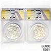 Image 1 : (2) Peace Silver Dollars ANACS MS 1923-1924