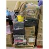 Image 1 : PALLET OF ASSORTED ITEMS INCLUDING; CUSHIONS, CHAIR, KIDS TOYS, CLOTHING AND MORE