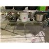 Image 2 : SHELF LOT OF ASSORTED ITEMS INCLUDING; POTS, STRAINER, PANS AND MORE