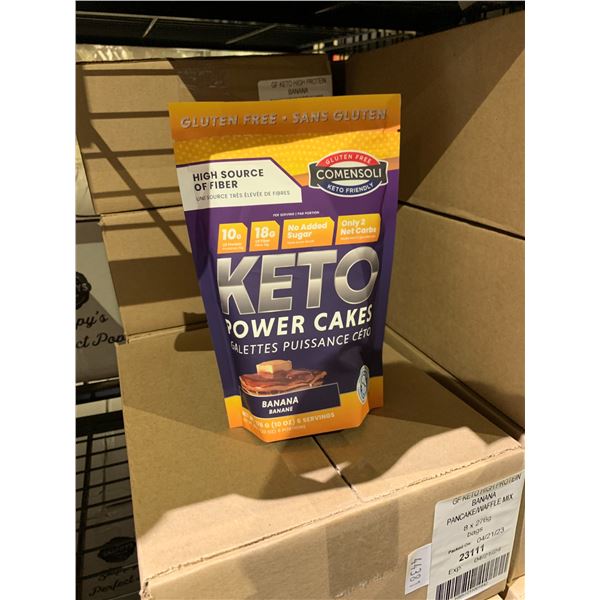 CASE OF 8 COMENSOLI KETO POWER CAKES GLUTEN FREE BANANA PANCAKE/WAFFLE MIX (276G EACH)