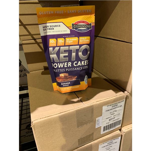 CASE OF 8 COMENSOLI KETO POWER CAKES GLUTEN FREE BANANA PANCAKE/WAFFLE MIX (276G EACH)