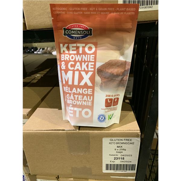 CASE OF 8 COMENSOLI GLUTEN FREE KETO BROWNIE & CAKE MIX (258G EACH)